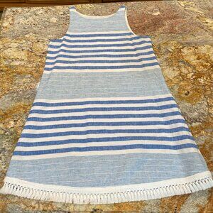 Vineyard Vines Martha's Vineyard Striped Fringe Linen Sleeveless Shift Dress